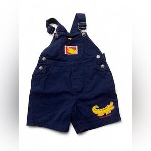 Navy 100% Cotton Animal Embroidered Alligator Dungaree Overalls: Retro Baby